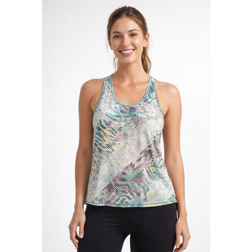 Prana Women M Floral Racerback Tank Top Yoga Activewear Athletic Casual